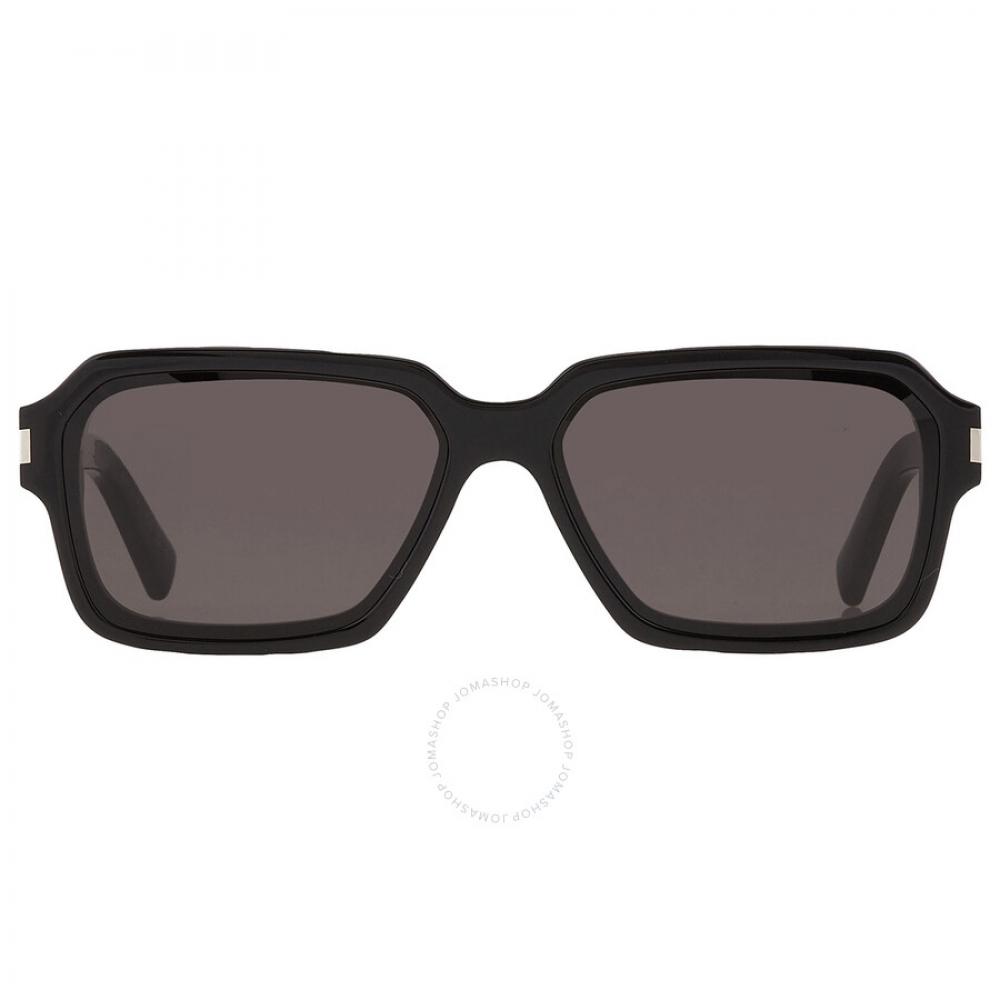 

Saint Laurent Серые прямоугольные мужские солнцезащитные очки SL 611 001 59