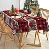 Christmas Red Black Plaid Xmas Balls Tablecloth for Table Decor Reusable Winter Kitchen Dining Tablecloth Christmas Decorations