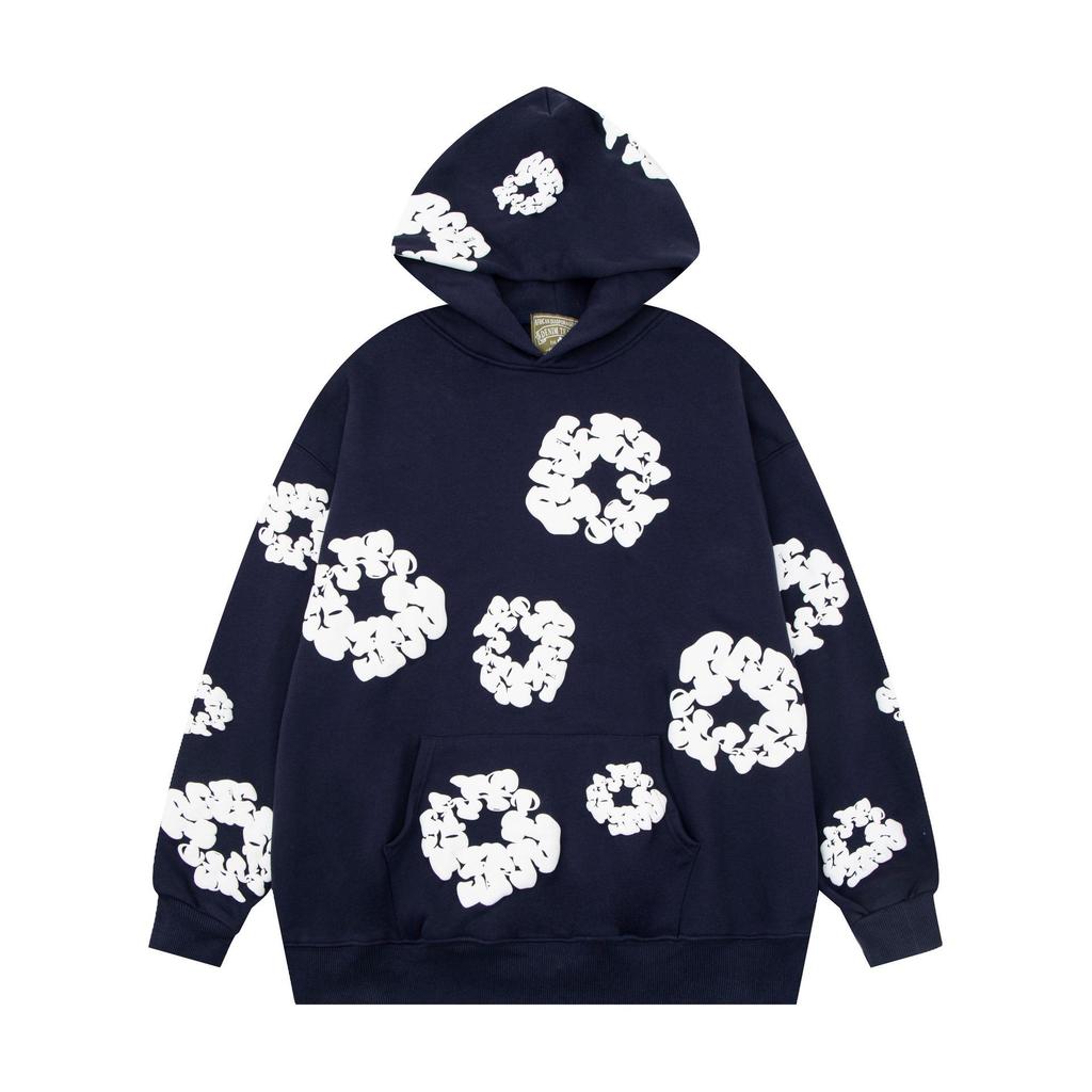 Denim Tears Floral Puff Print Cotton Hoodie Set - Trendy European & American Streetwear