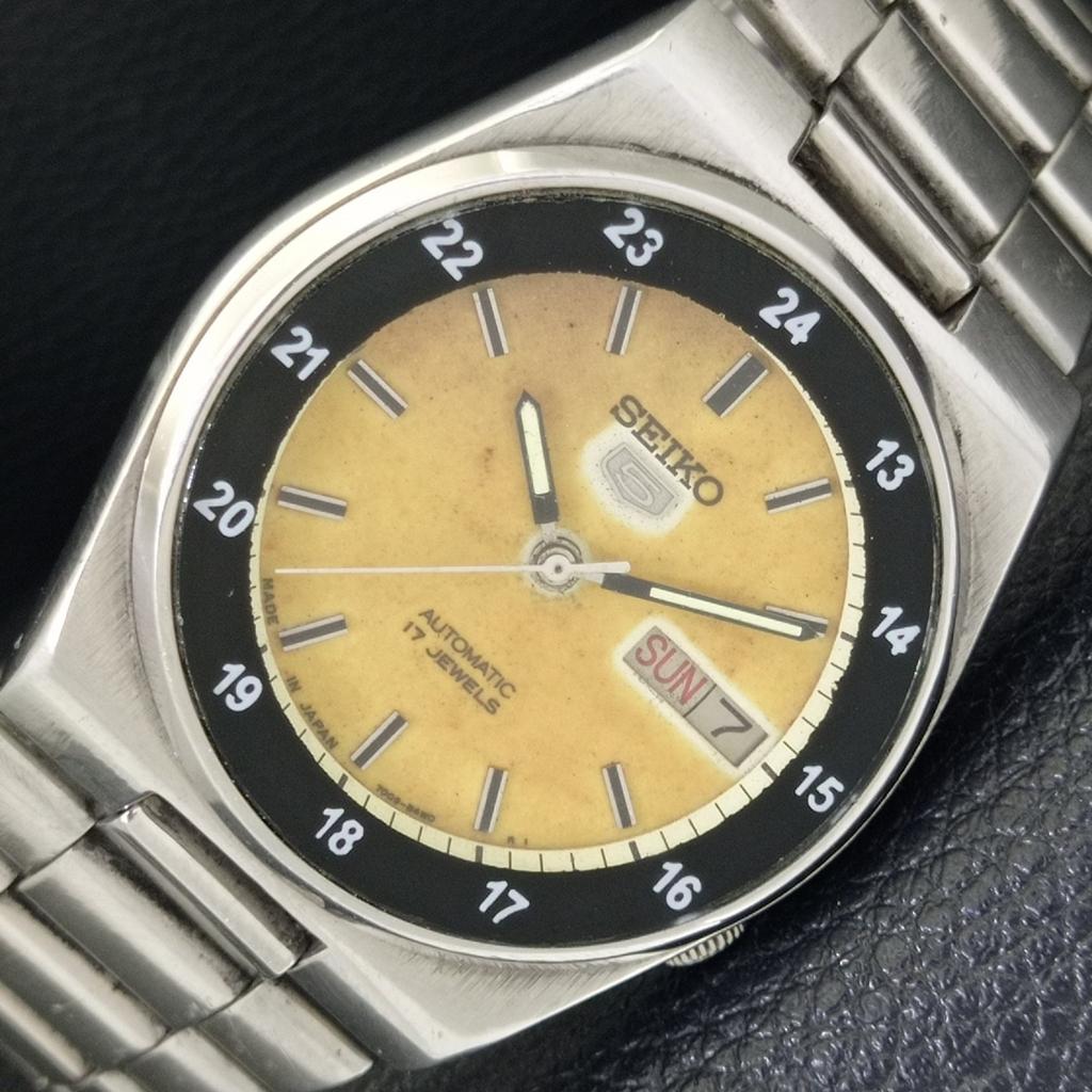 

GENUINE VINTAGE SEIKO 5 AUTOMATIC 7009A JAPAN MENS ORIGINAL DIAL WATCH a702428-5 R124-a702428