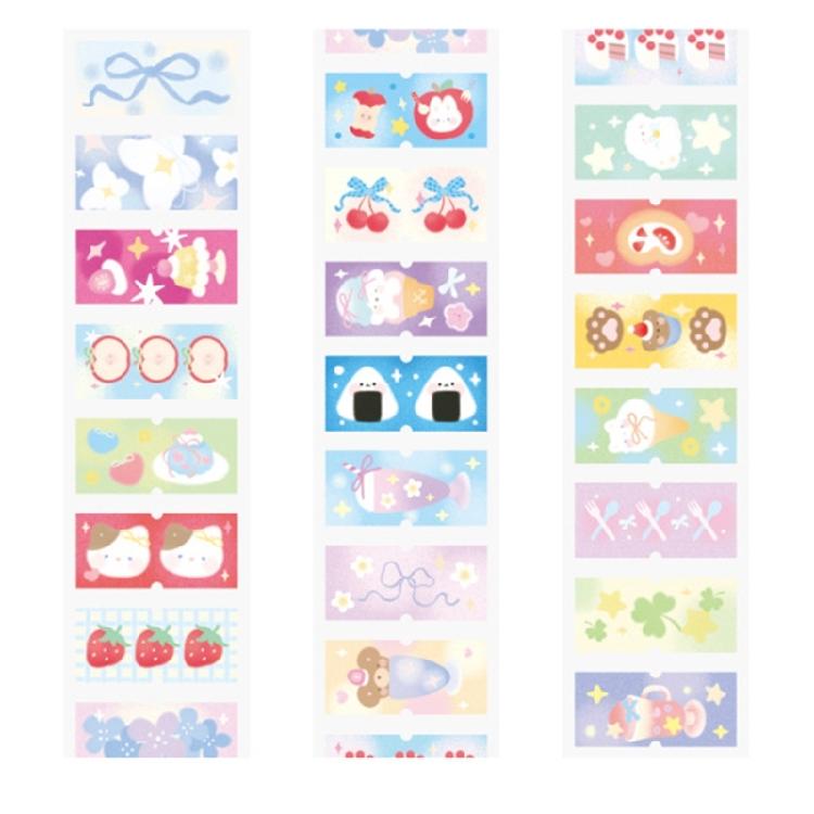 Scrapbooking Decorative Tape Glittering Cutout Tape Pre-cut Cartoon Sticker Roll For Journal Notebook Seal Envelope Card