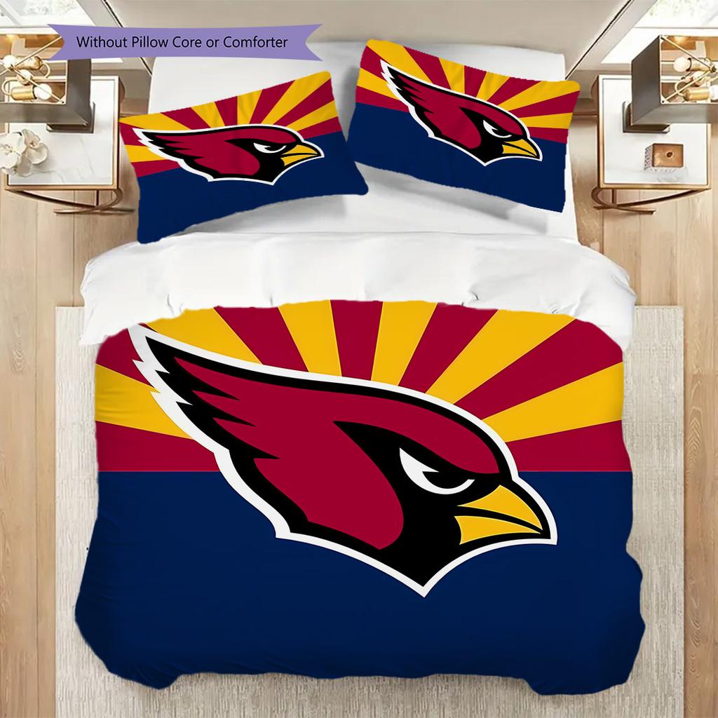 Arizona Cardinals Vzorovaná Sada Povlečení Prošívaná Přikrývka Povlak na Polštář Domácí Dekorace Narozeninový Dárek (1 * povlak na peřinu + 2 * povlak na polštář, bez jádra)