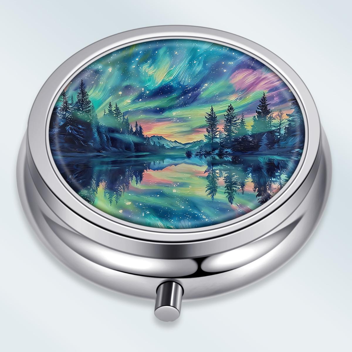 

Portable Pill Box with 3 Compartments, Mini Metal Medicine Organizer Case, Cute Printed Pill Container for Vitamins, Pills, Jewelry, Travel, Daily Use різнокольоровий