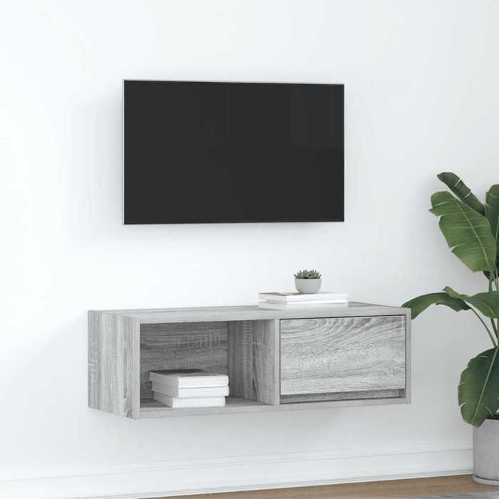 VidaXL TV Cabinet Sonoma Grey 80x31x25.5 Cm Engineered Wood, TV Stand, Hi-fi Cabinet, Entertainment Center, TV Buffet, 861464