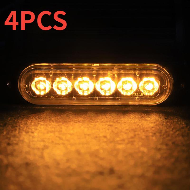 4PC 12LED High Light Truck Side Warning Light Emergency Light Amber Constant Warning Super Bright Side Warning Lamp Assembly 12V