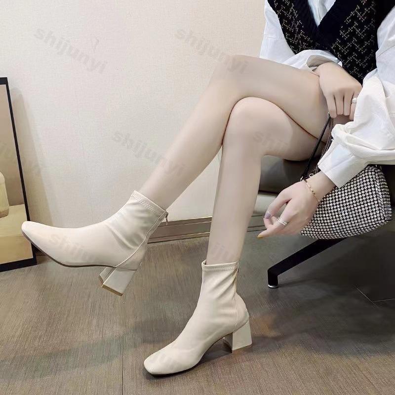 Damen-Ankle Boots Mode Elegant Reißverschluss hinten Schuhe Vintage Quadratische Absätze 2026 Herbst Winter Damen Moderne Stiefel Botas Mujer