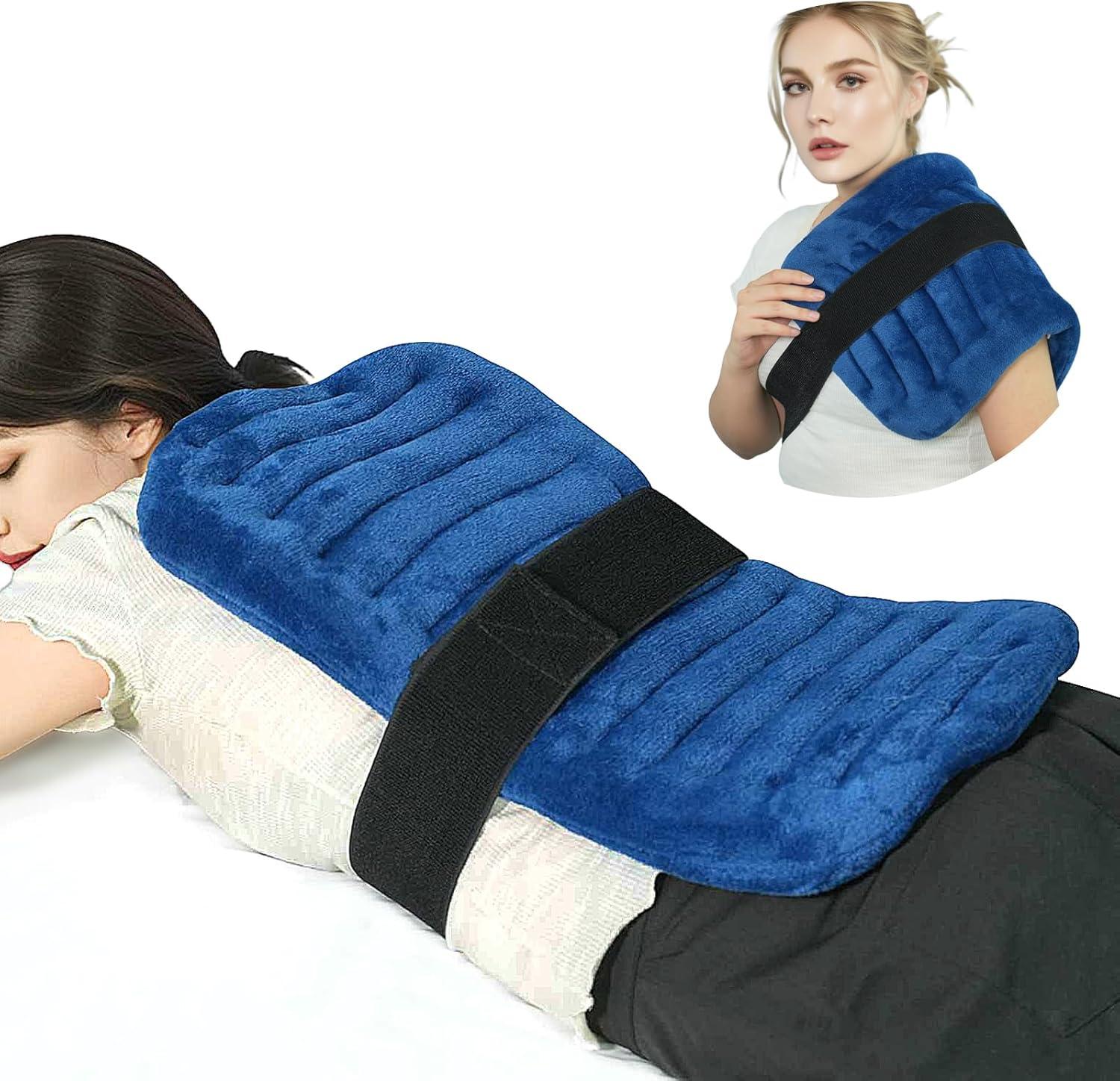 

Очень большая микроволновая грелка, согревающий компресс с семенами льна для облегчения боли в спине, плечах, шее, темно-синий темно-синий