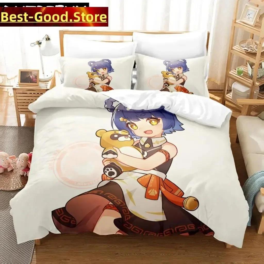 

Hot Game Genshin Impact Beding Set Printed Bed Linen Set With Pilowcase Bed Soft Duvet Cover Soft Single Double For Quen Super King-Sized Dimensionsd 135*200cm Eu-Single