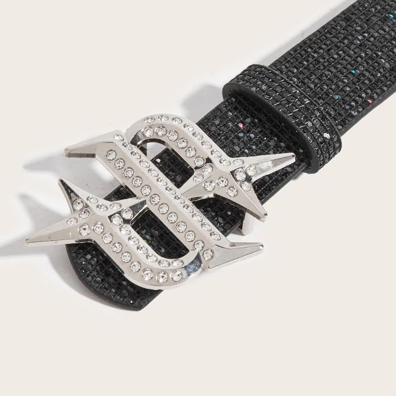 Elegant Rhinestones Studded Women Waist Belt Wide Band For Evening Parties And Casual Outings With Unique Buckles Design