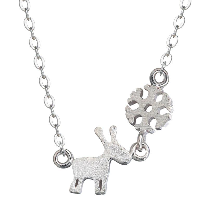 Sweet Silver Plated Deer Pendant Necklace - Christmas Gift