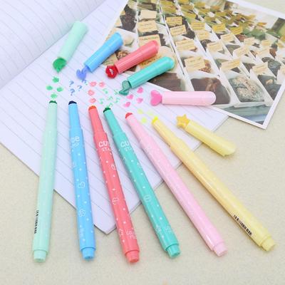 3Pcs Schulbedarf Kreative süße bunte Kawaii Stempel Textmarker Marker Stift
