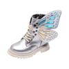 Girls Boots Autumn Winter Fashion Butterfly Princess Botas Casual Non-slip Ankle Boots Silver Patent Leather Kids Shoes 2026
