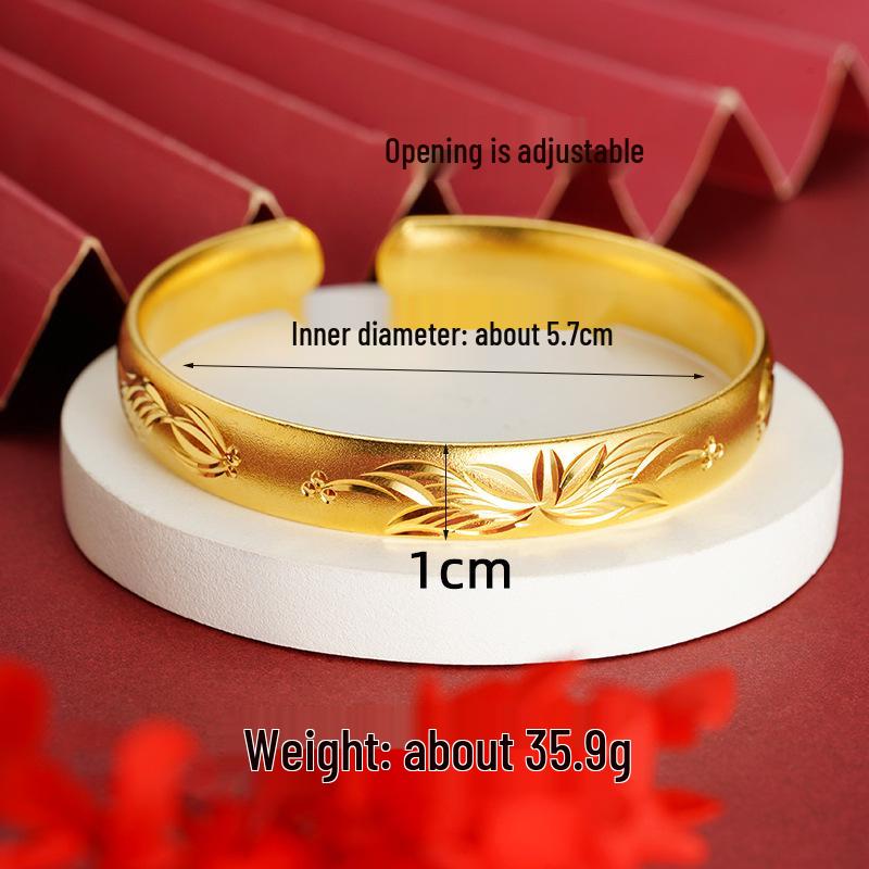 

Вьетнамский браслет-манжета из песочного золота с текстом Сердечной сутры: Долговечный браслет из звездного латунного сплава для женщин.