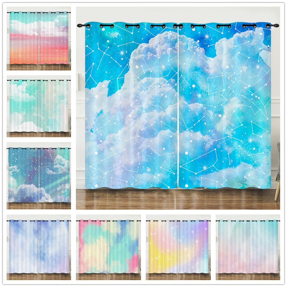 Curtain Color Highlight 3D Digital Printing Blackout Curtain Punching