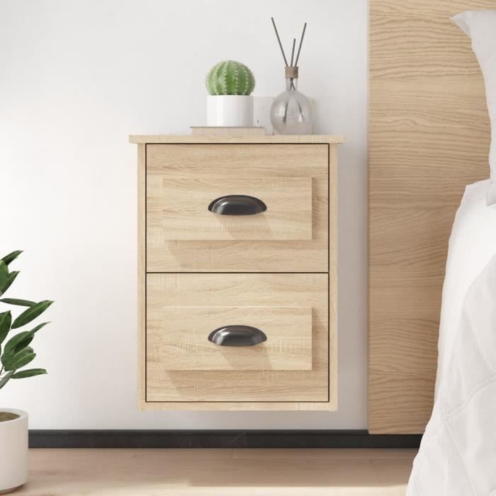 VidaXL Tables de chevet murales 2 pcs chêne sonoma 41,5x36x53 cm 816399