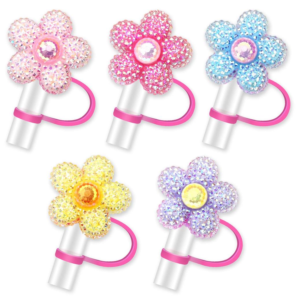 Blumen Strohhalm Kappen 10mm Silikon Strohhalm Spitzen Deckel Wiederverwendbarer Staubdichter Strohhalm Aufsatz für Stanleys Becher Partydeko