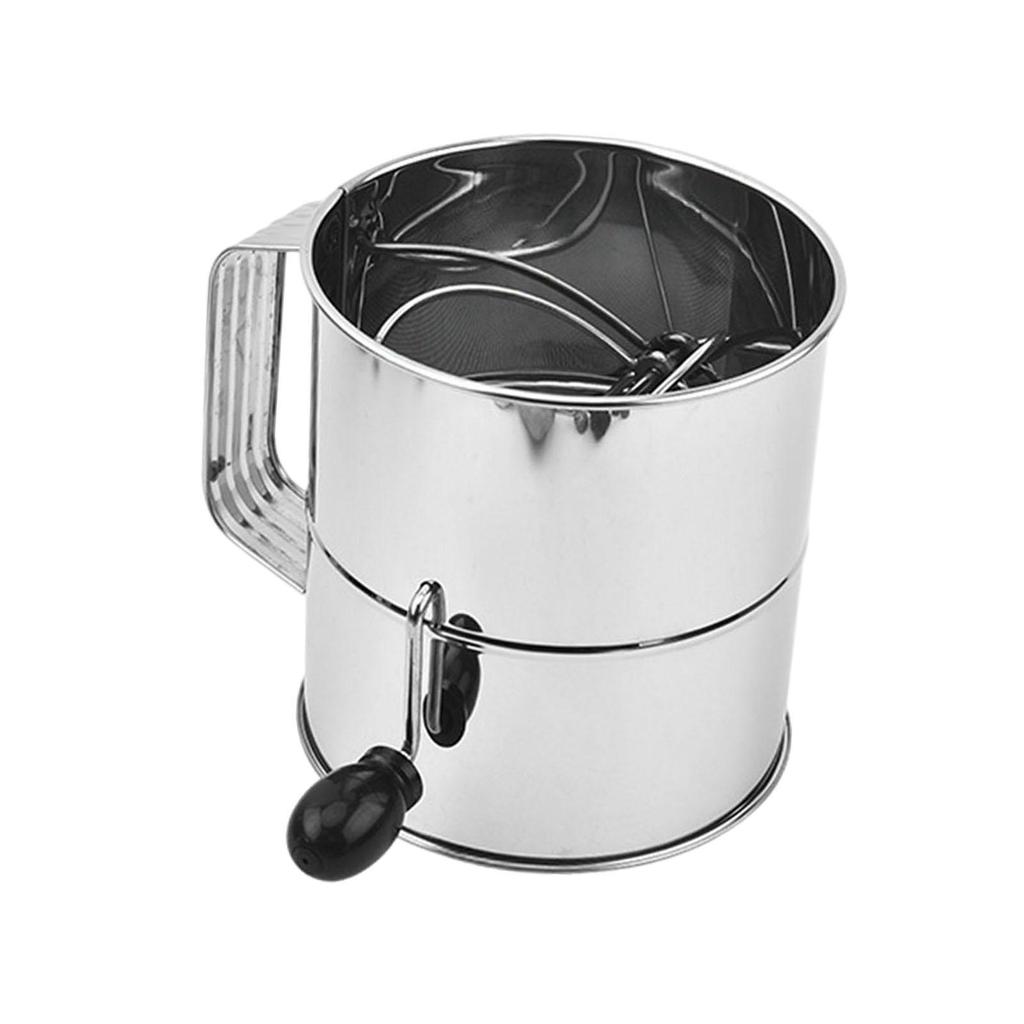 Flour Sifter Kitchen Tool Practical Rotary Hand Crank Baking Sieve Cup Baking Sugar Sifter for Cupcakes Cafe Restaurant Buffet