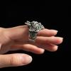 Adjustable Open Ring Men Women Gothic Mask Design Plated Geometric Statement Retro Vintage Style