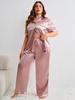 Danny Lin Summer Fashion Plus Size Casual Two-Piece Pajama Set with Loose Long Pants for Home Wear