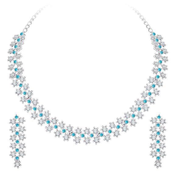 Roséguld Kristall AD Diamanthalsband Smyckesset med Örhängen för Kvinnor och Flickor Passar Bäst Fest