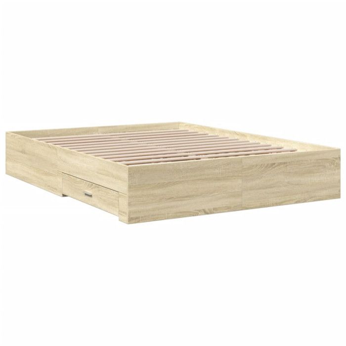VidaXL Cadre de lit à tiroirs chêne sonoma 160x200cm bois d'ingénierie, lit, lit de rangement, cadre de lit double, lit 3280372