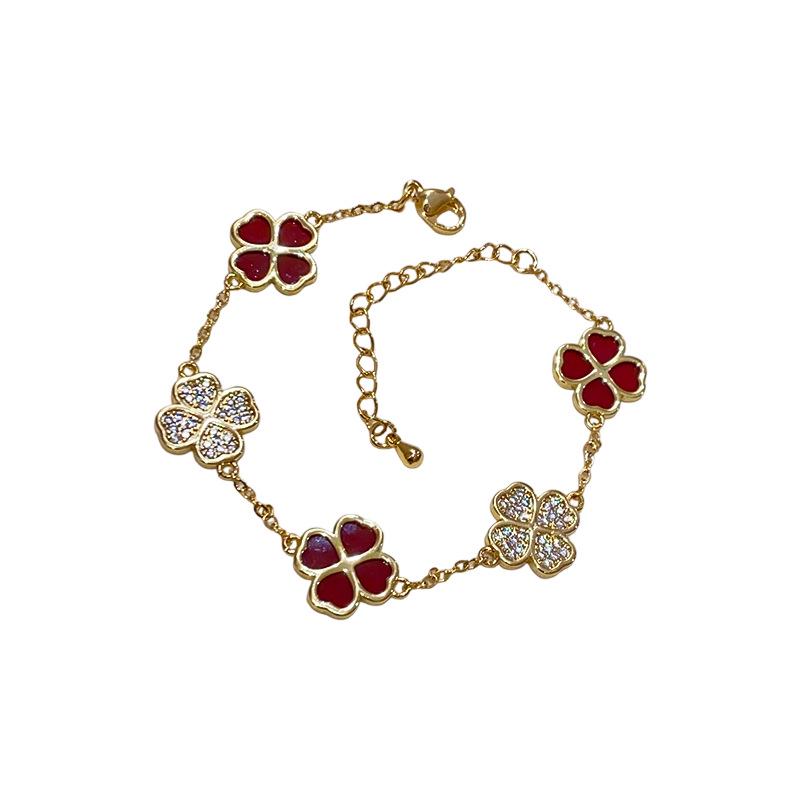 18K Gold Plated Zircon Flower Bracelet – Light Luxury, Versatile Fashion Bangle