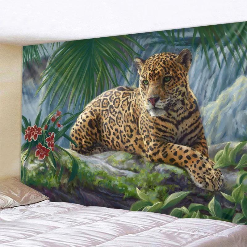 Home Decor Mysterious Jungle Animal Tapestry Character Lion Tiger Leopard Art Tapestry Mandala Bohemian Hippie Psychedelic