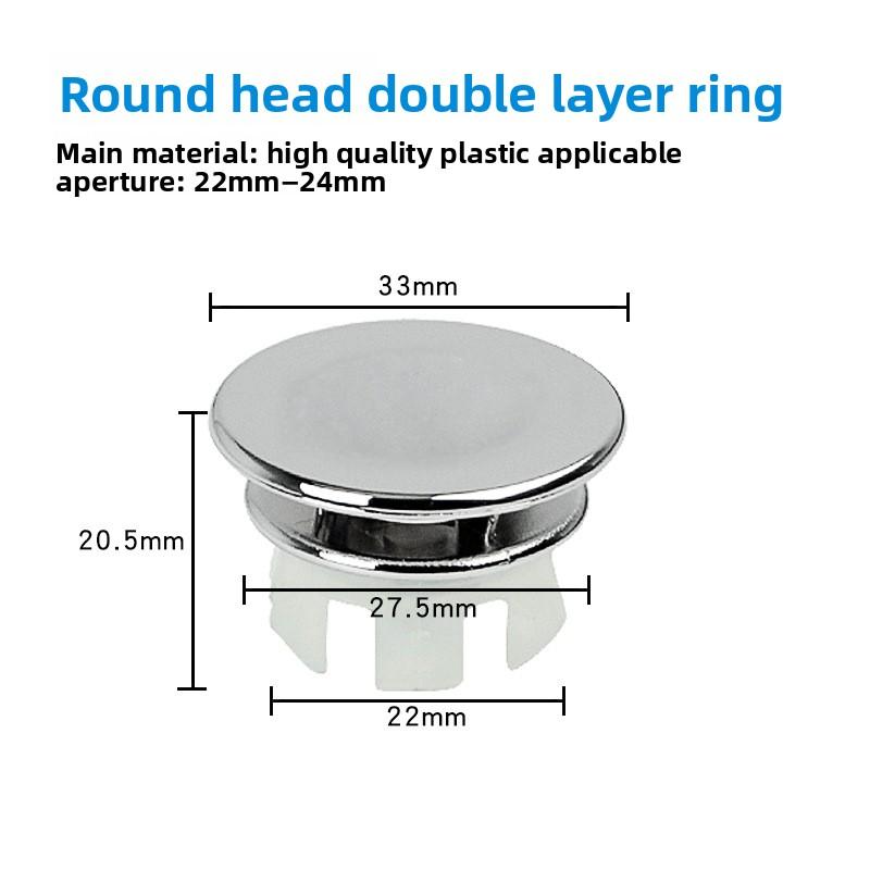 

1pcs Dresser Sink Overflow Cover Ceramic Bathroom Container Kitchen Basin Decorative Round Insert Hole Silver ABS Plastic 30MM