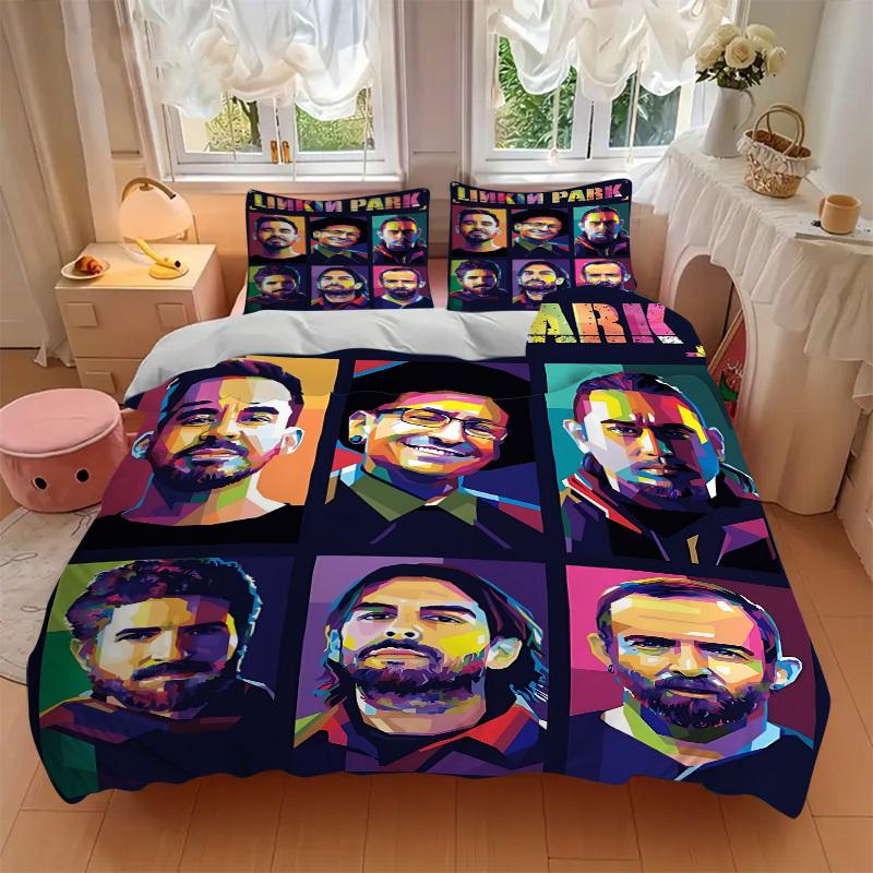 3pcs Linkin Park Band Duvet Cover Set,  Includes 1 Duvet Cover and 1/2 Pillowcases (No Insert) yy251104238