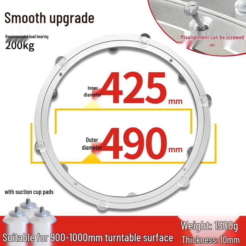 Round Marble Wooden Dining Table with Silent Aluminum Lazy Susan and Rotating Base