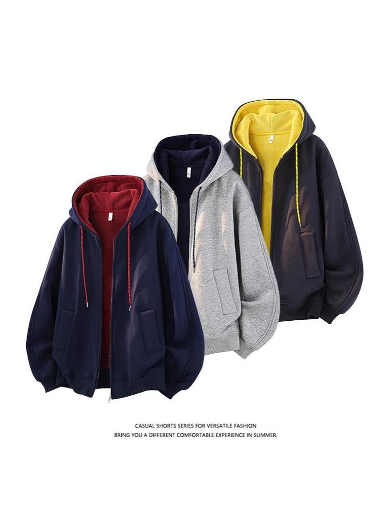 Youxu Unisex Color Block Zipper Cardigan Hoodie - Trendy Autumn/Winter Casual Wear