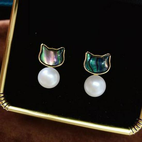 Elegant 8-9mm Freshwater Pearl Kitten Stud Earrings - Classic & Versatile Fashion for Women 8-9mm