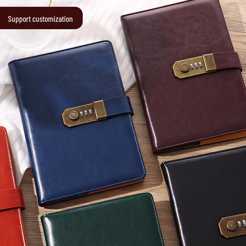 A5 Password-Protected Business Diary with Lock - Creative Planner & Thickened Notebook