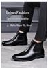 Chelsea Pointed Toe Leather Boots: Fashionable Slip-on, Korean & British Style Business Men's Plus Size Shoes.