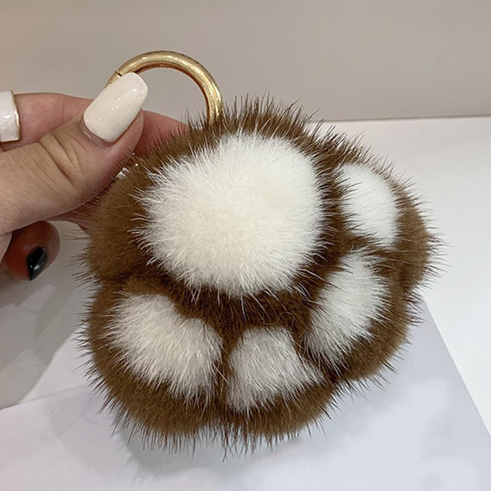 Fashion New Cat Claw Keychain Faux Fur Key Chain Charm Cute Plush Bear