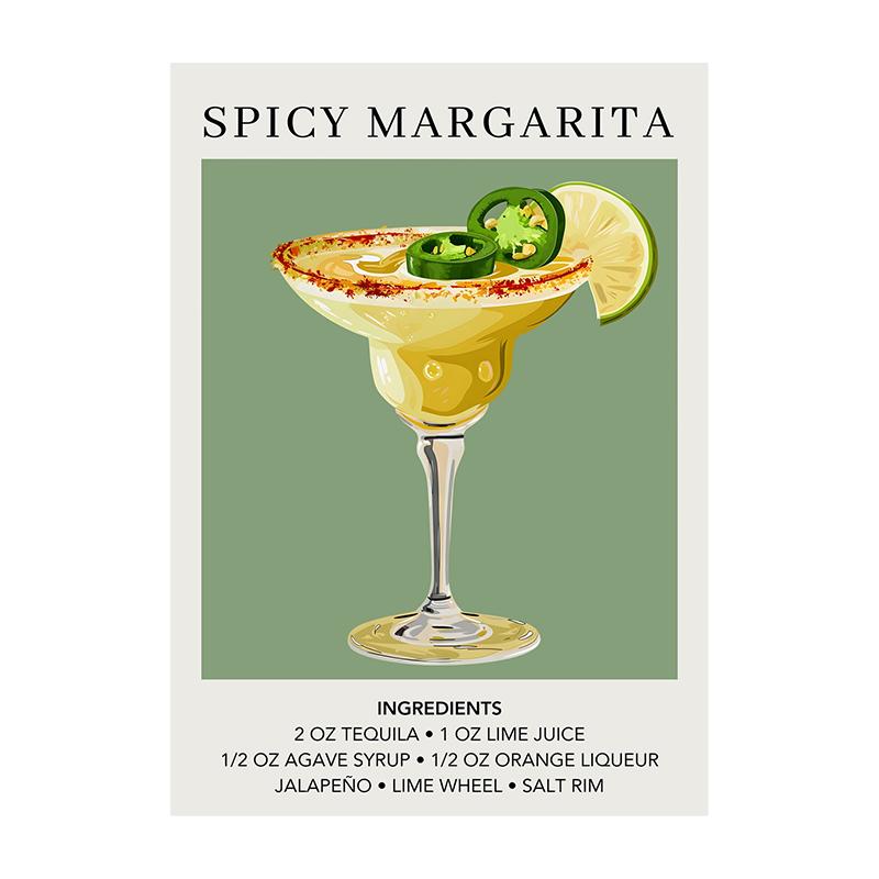Cocktail Art Decor Poster Watercolor Retro Drink Print Minimalist Elegant Sophisticated Wall Art Picture for Home Decoration