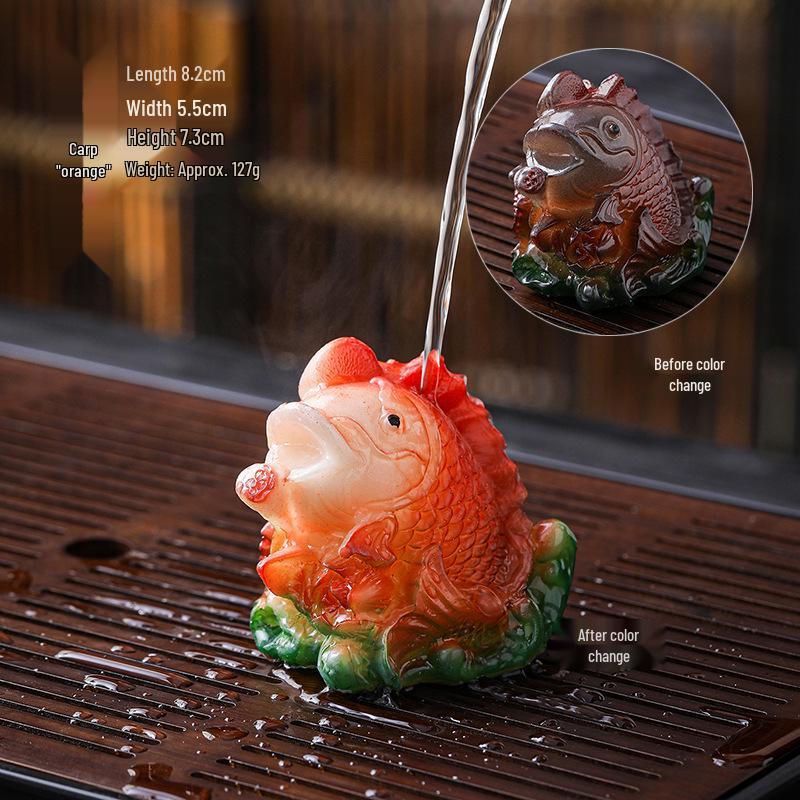 Color-Changing Arowana Tea Pet Ornament: Creative Goldfish Decor for Tea Table Display