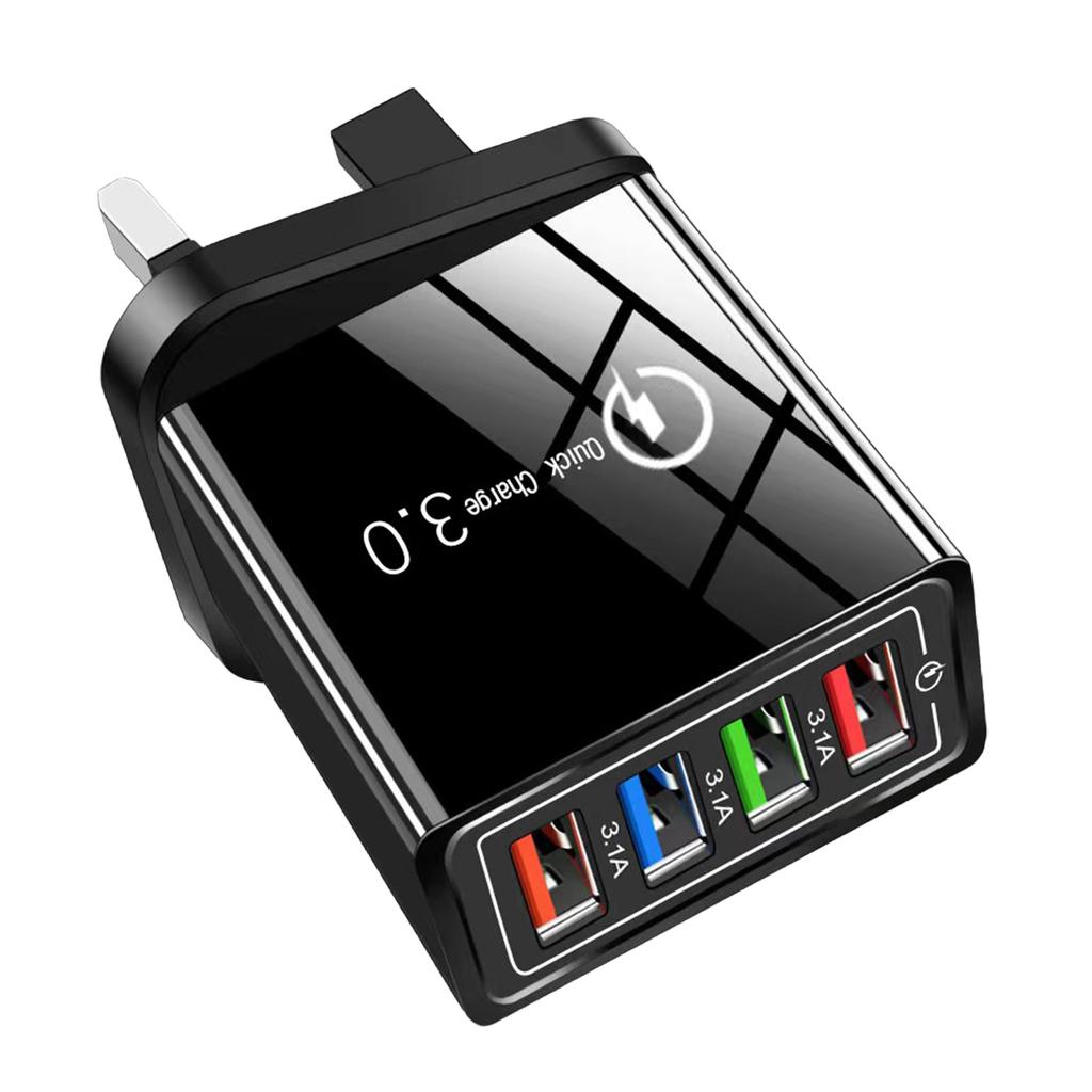 4-Port Fast Charger Quick Charge 3.0 Fast Charging Block Phone Charger Adapter for Smartphones Tablets