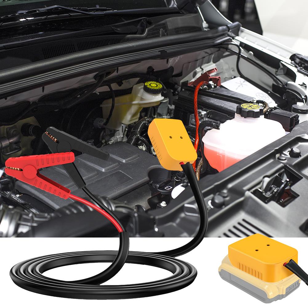 Battery Jump Starter 8-AWG 1.8m Jumper Cable Clamps Portable Automotive Booster Cable Compatible for Dewalt 18V/20V Battery