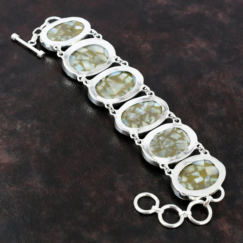 Kupfer-Larimar-Armband, zierlicher Edelstein-Schmuck, 925er-Sterlingsilber-Armband, handgefertigter einzigartiger Schmuck, verstellbares Kettenarmband, Geschenk für ihn