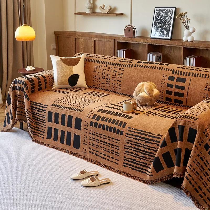 

Роскошный стиль шенилла диванное полотенце с кисточками двухстороннее для гостиной кемпинга пикника большое одеяло для отдыха пляжное полотенце 180x150cm 1pcs