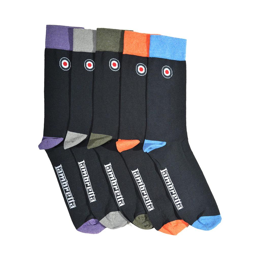LAMBRETTA Mens Contrast Socks (Pack of 5)