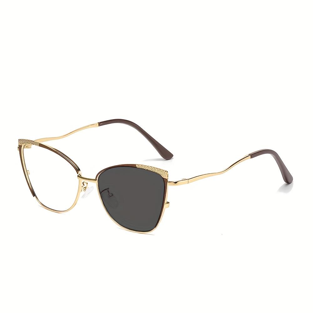 

1Pcs New Personalized Ins Style High-End Metal Cat Eye Frames Men And Women Fashion Color-Changing Glasses