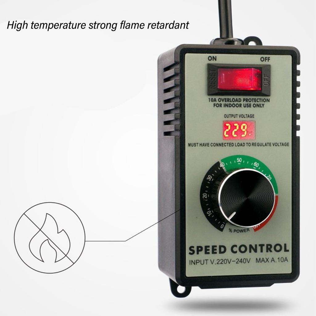 AC Motor Speed Controller Electric Fan Variable Speed Controller With 10A Universal Socket EU Plug AC220 To 240V 4000W