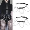 Gothic Waist Chain Alloy and PU Leather Body Chains with Rounded Circle Decor Body Straps Accessories for Women and Girl