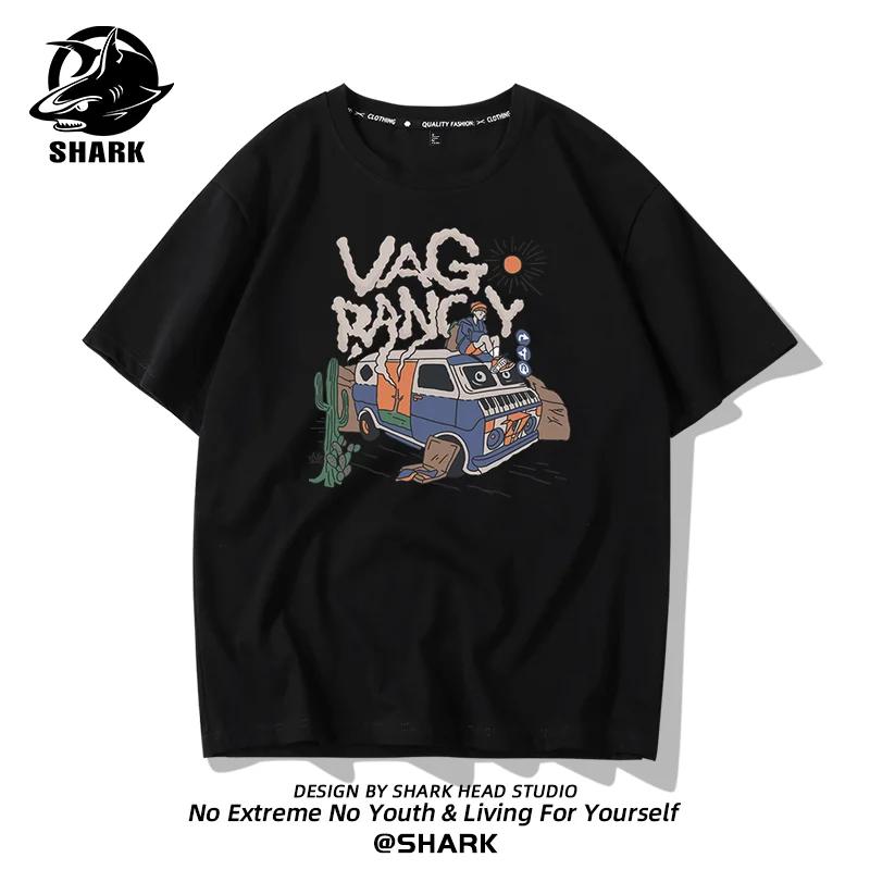 Summer Fashion Heavyweight Retro Men's English Letters 100% Cotton Printed Round Neck High-quality Casual Fitness Street T-shirt