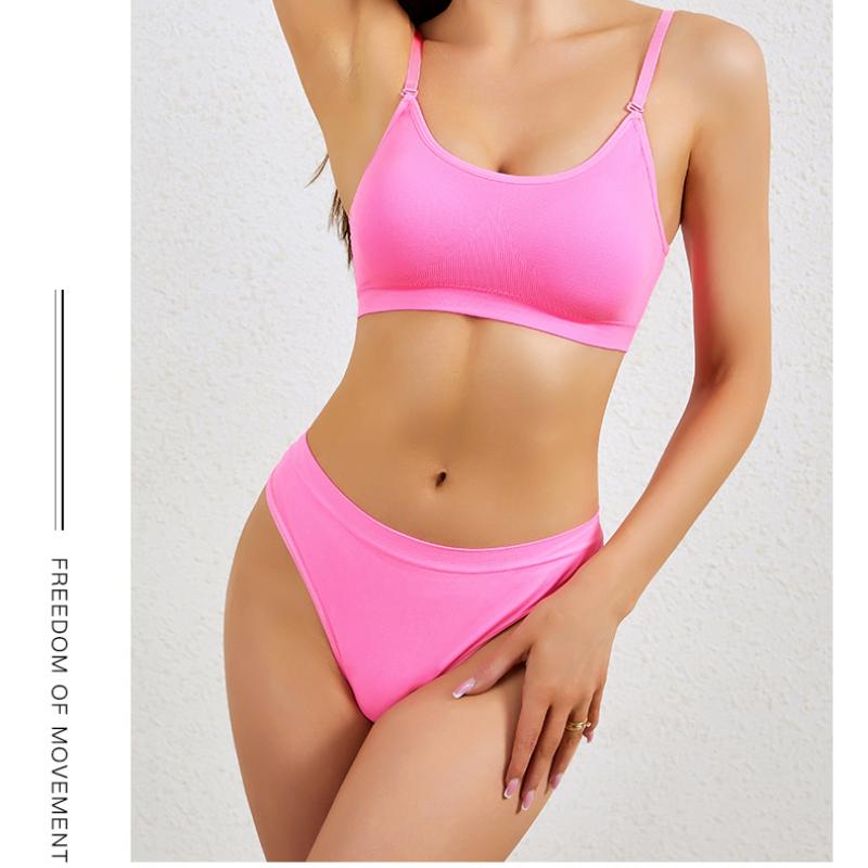 Conjunto de Roupa Íntima Roupa Íntima Sem Aro Sexy Costas Nuas Camiseta Feminina Seção Fina com Bojo Confortável Conjunto de Sutiã Esportivo