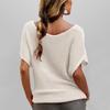 Summer Fashion Casual Round Neck Solid Color Knitted Sweater Loose Short Sleeved Women's Top