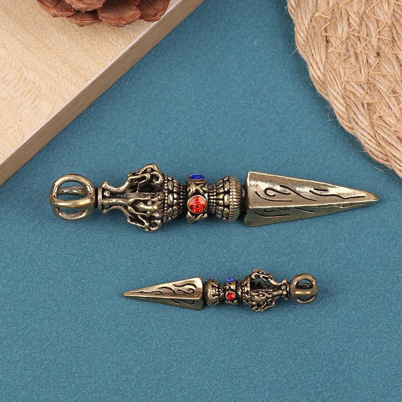 Vintage Copper Vajra Pestle Religious Collection Home Decorations Antique Brass Desk Decors Buddha Instrument Feng Shui Ornament