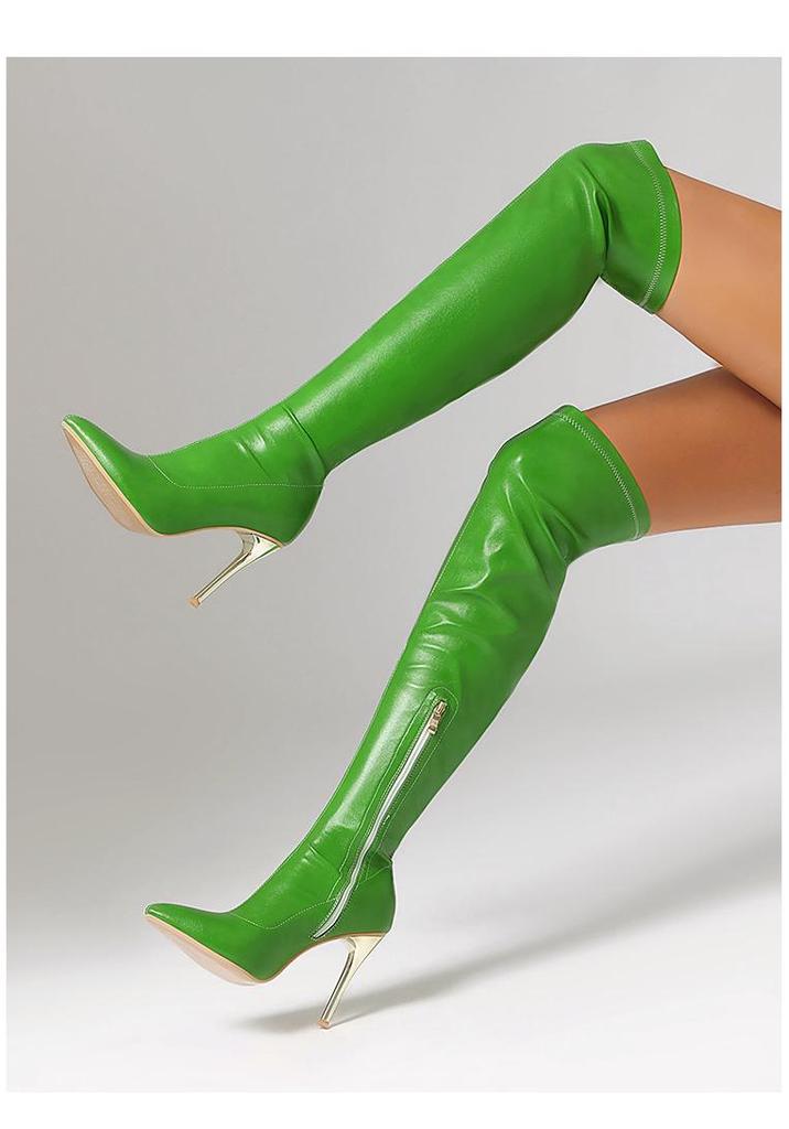 Stivali sexy da donna con tacco a spillo, sopra il ginocchio, a punta, taglie forti 40-48, tacco ultra alto, stile europeo